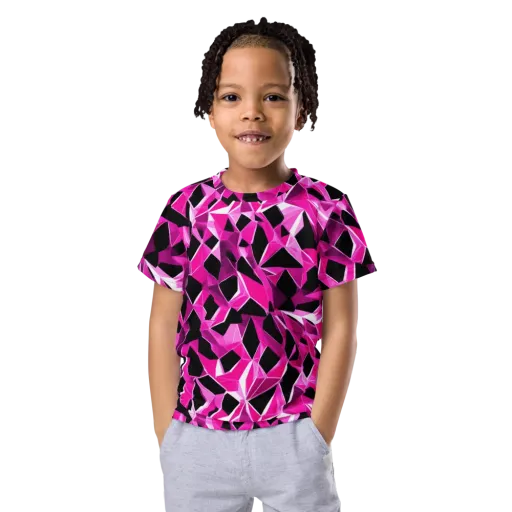 Pink Prism Riot on a Kids Crew Neck T-Shirt