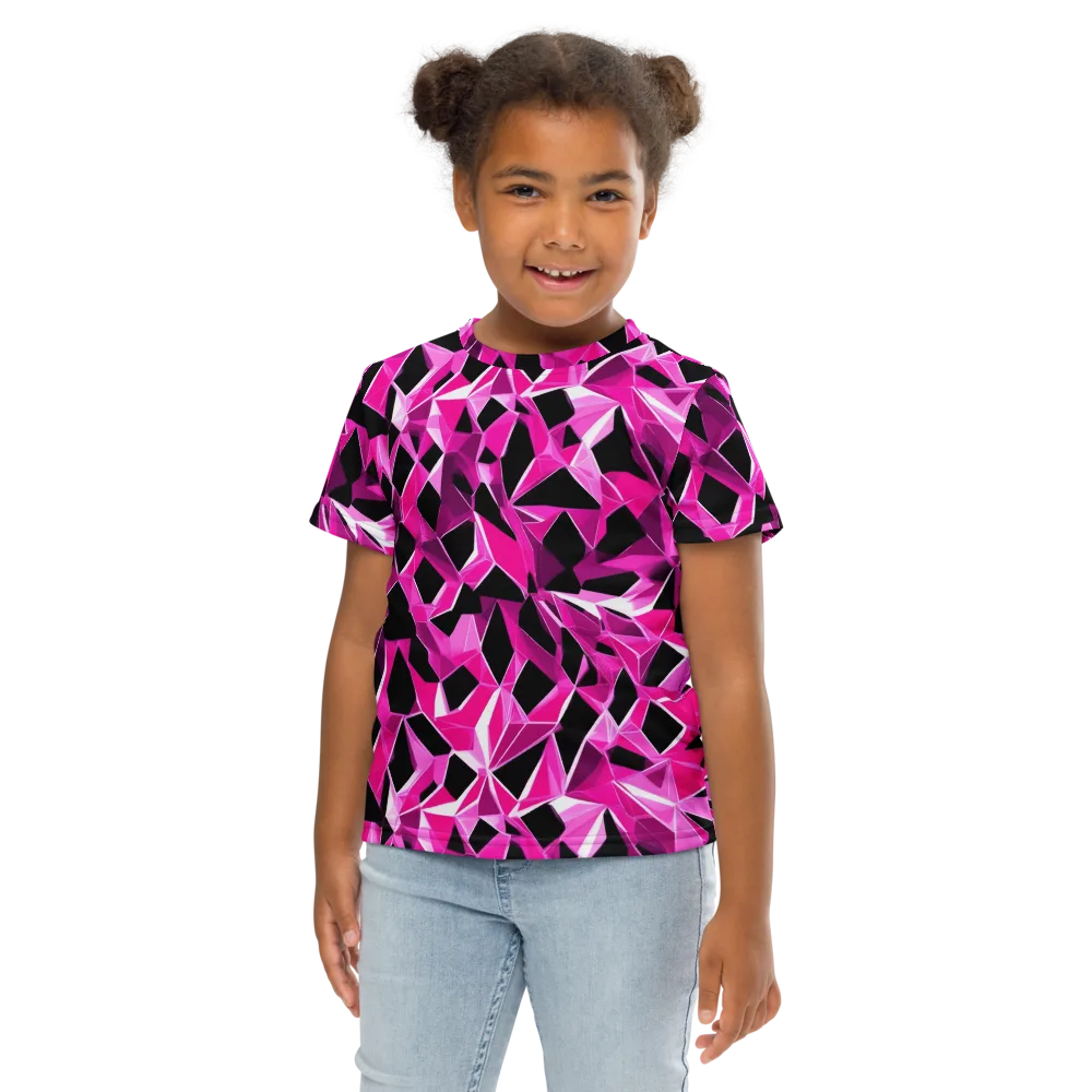 Pink Prism Riot on Kids Crew Neck T-Shirt — Front