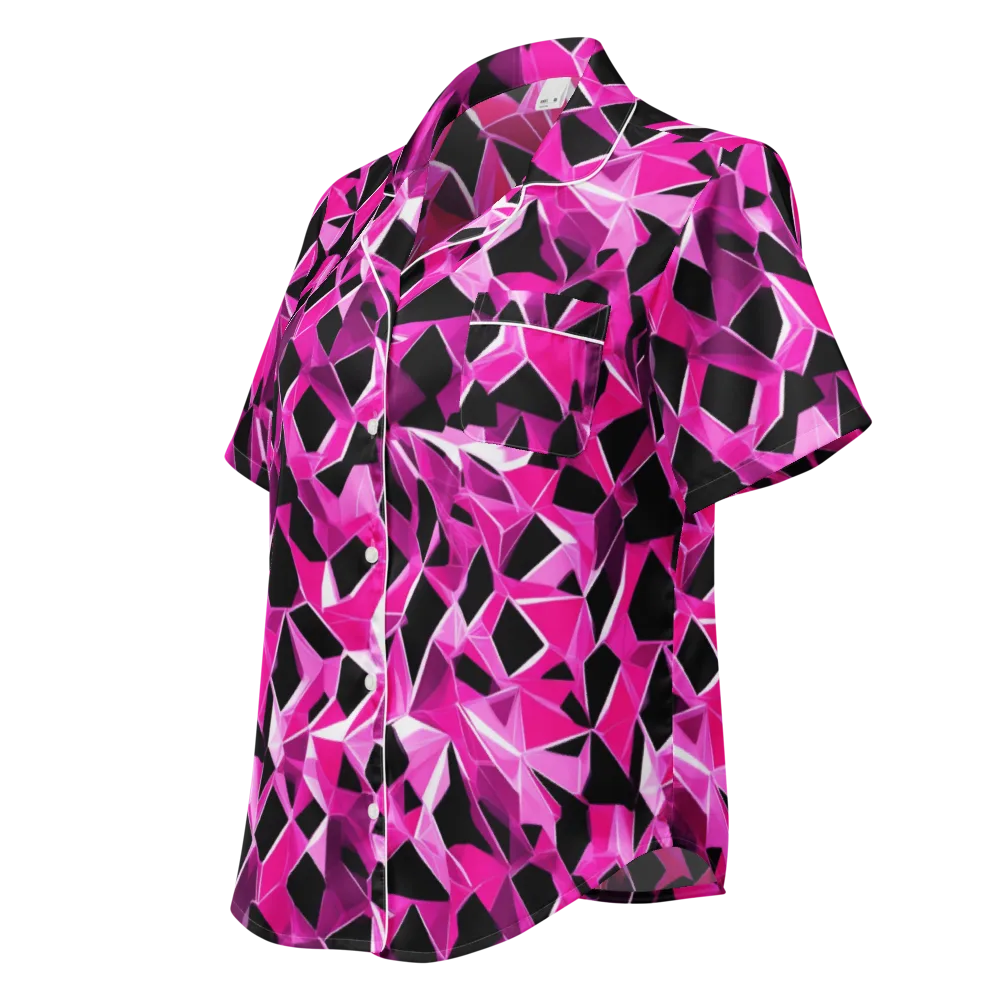 Pink Prism Riot on Women's Short Sleeve Pajama Top — Left Front