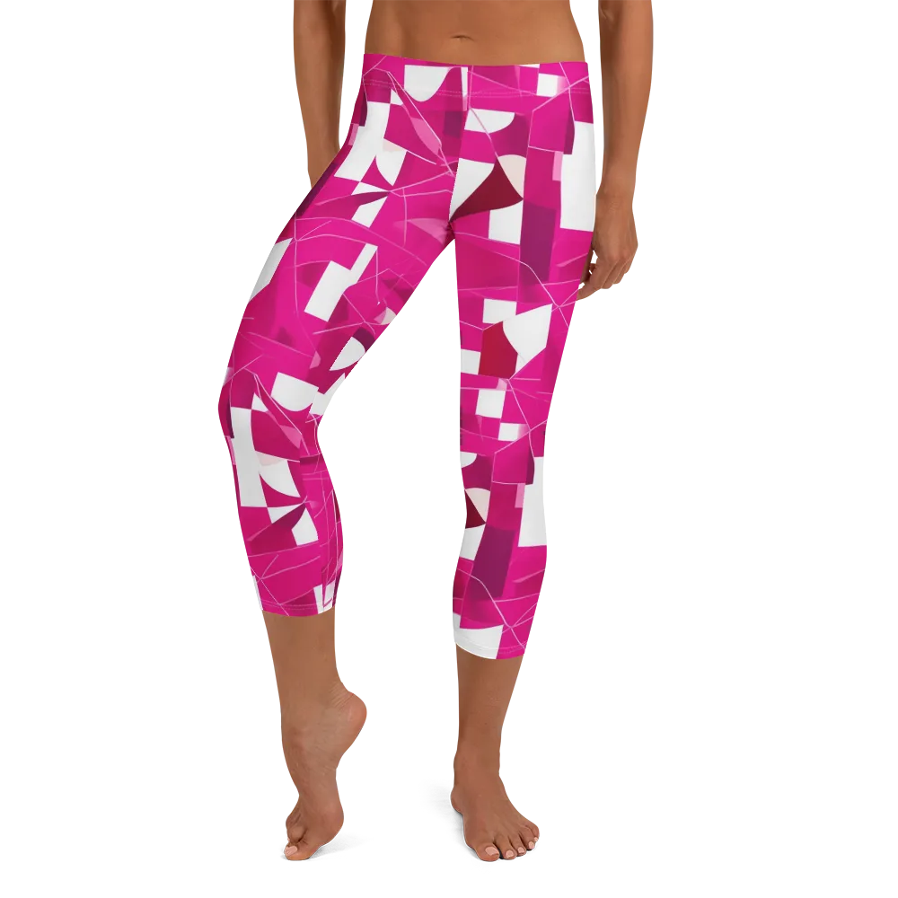 Fuchsia Blueprint on Capri Leggings — Front