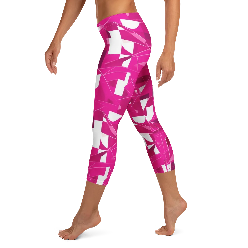 Fuchsia Blueprint on Capri Leggings — Left