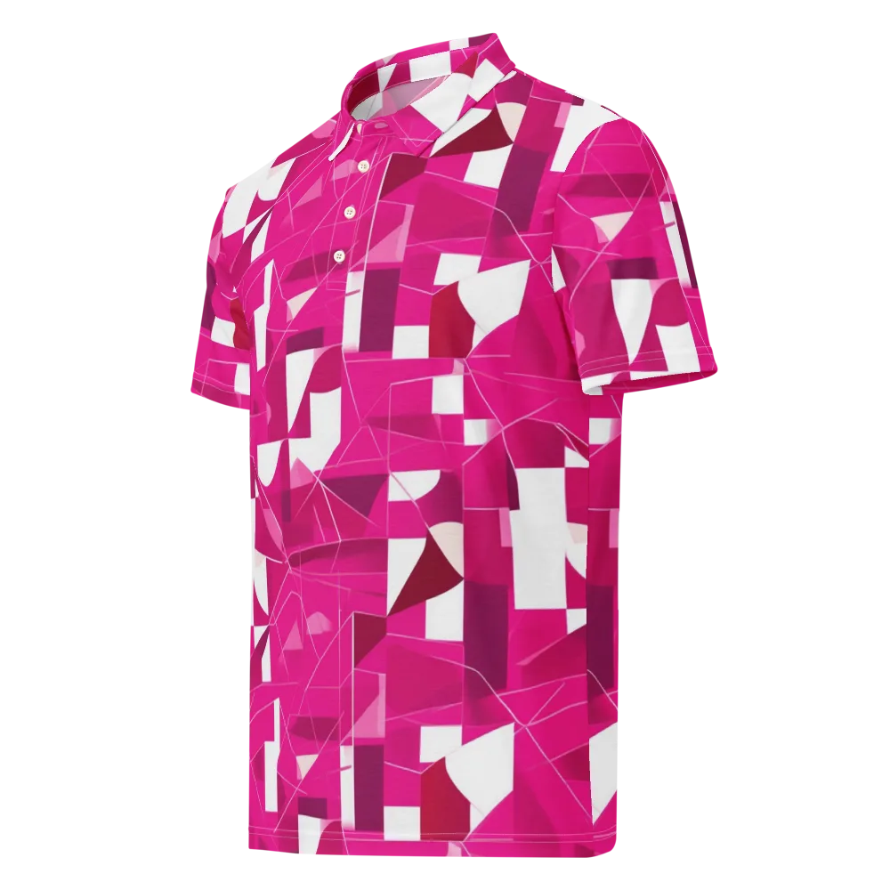 Fuchsia Blueprint on Men's Slim Fit Polo Shirt — Left Front