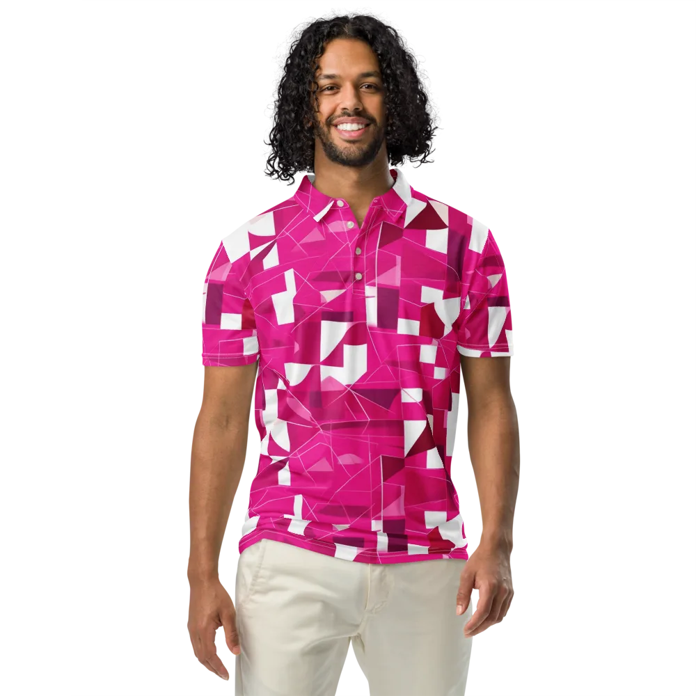 Fuchsia Blueprint on Men's Slim Fit Polo Shirt — Front