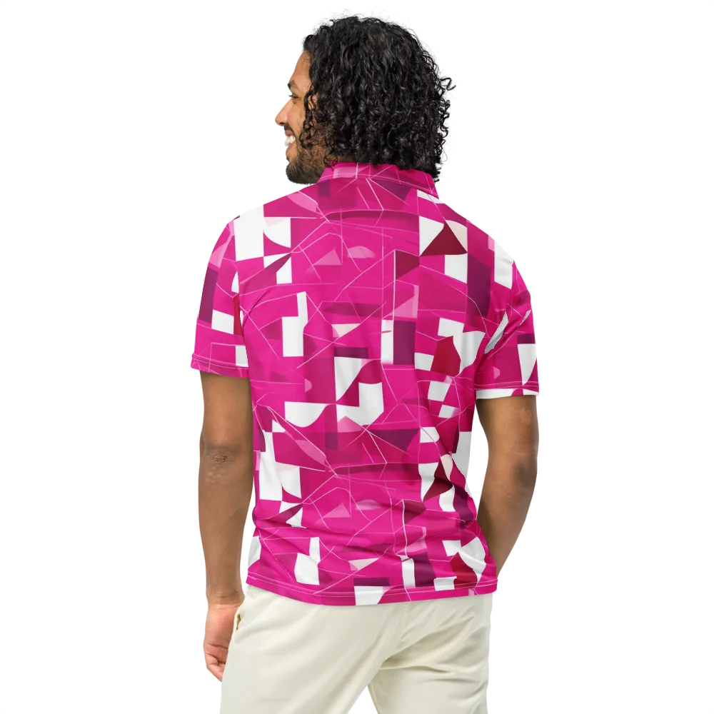 Fuchsia Blueprint on Men's Slim Fit Polo Shirt — Back
