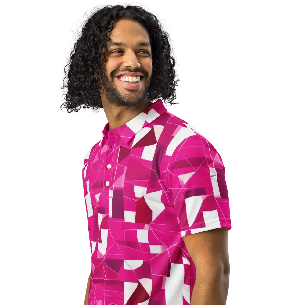 Fuchsia Blueprint on Men's Slim Fit Polo Shirt — Left Front