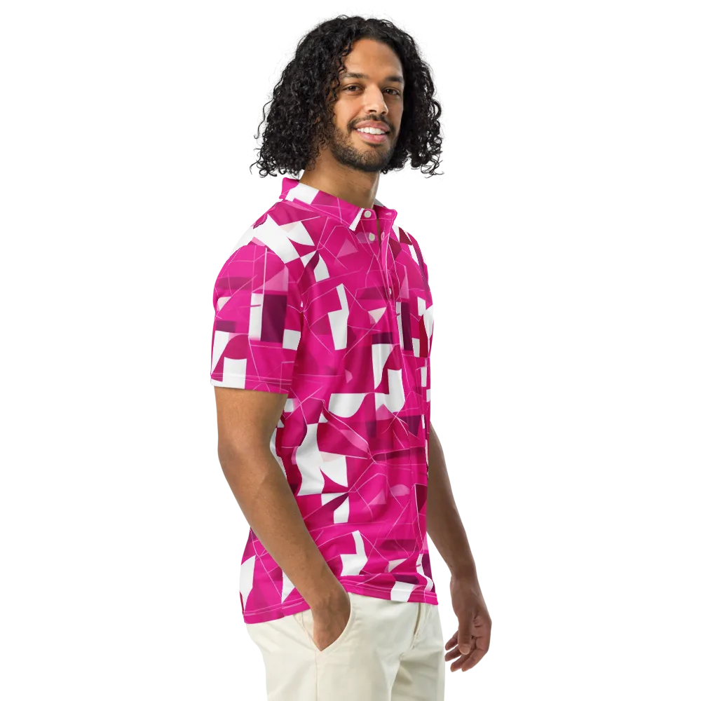 Fuchsia Blueprint on Men's Slim Fit Polo Shirt — Right Front