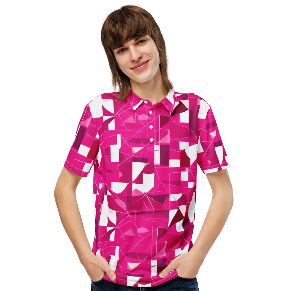 Fuchsia Blueprint on Men's Slim Fit Polo Shirt — Front