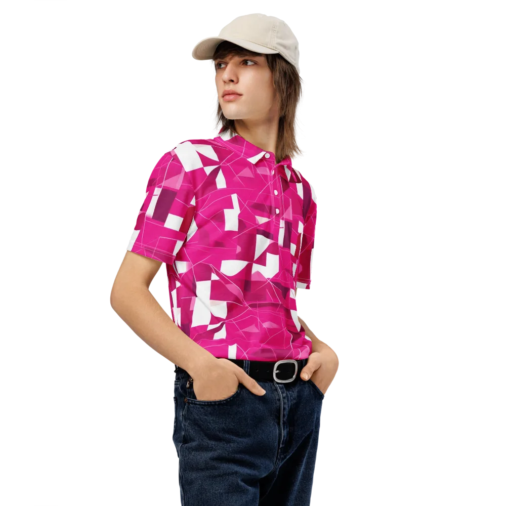 Fuchsia Blueprint on Men's Slim Fit Polo Shirt — Right Front