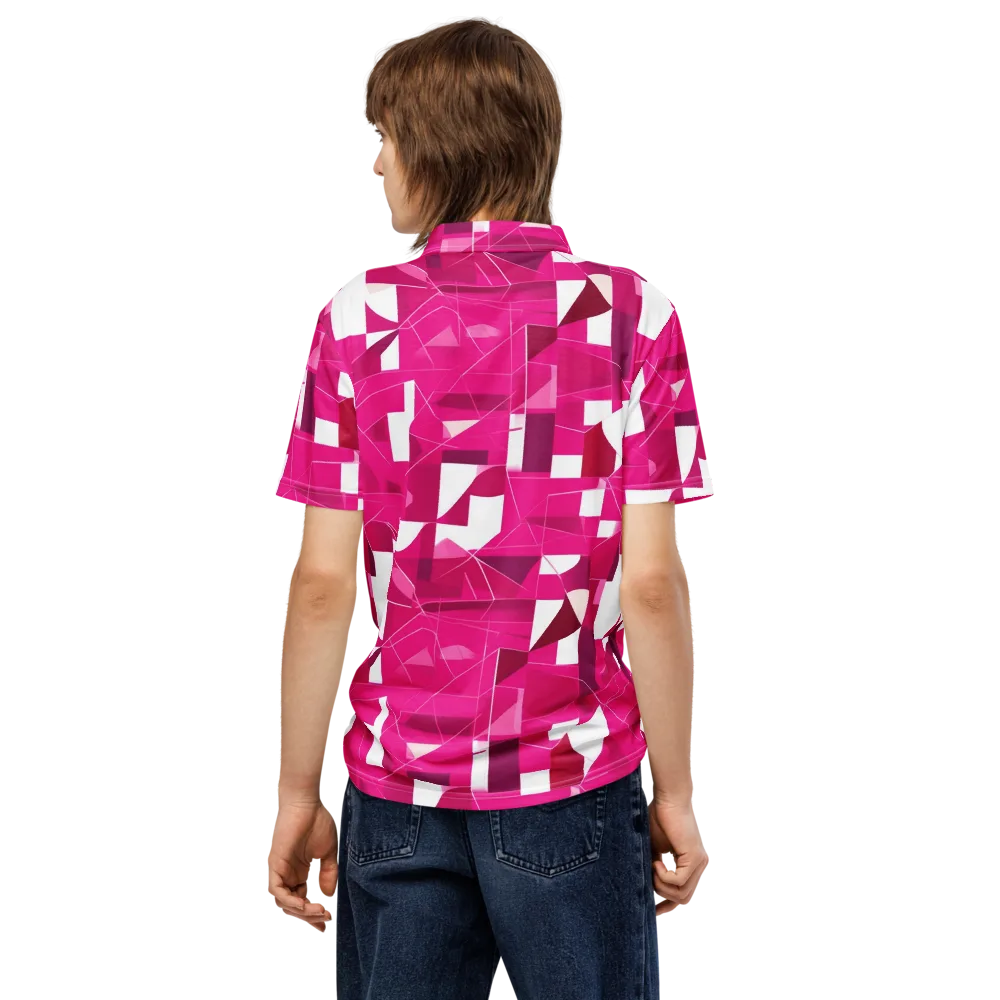 Fuchsia Blueprint on Men's Slim Fit Polo Shirt — Back