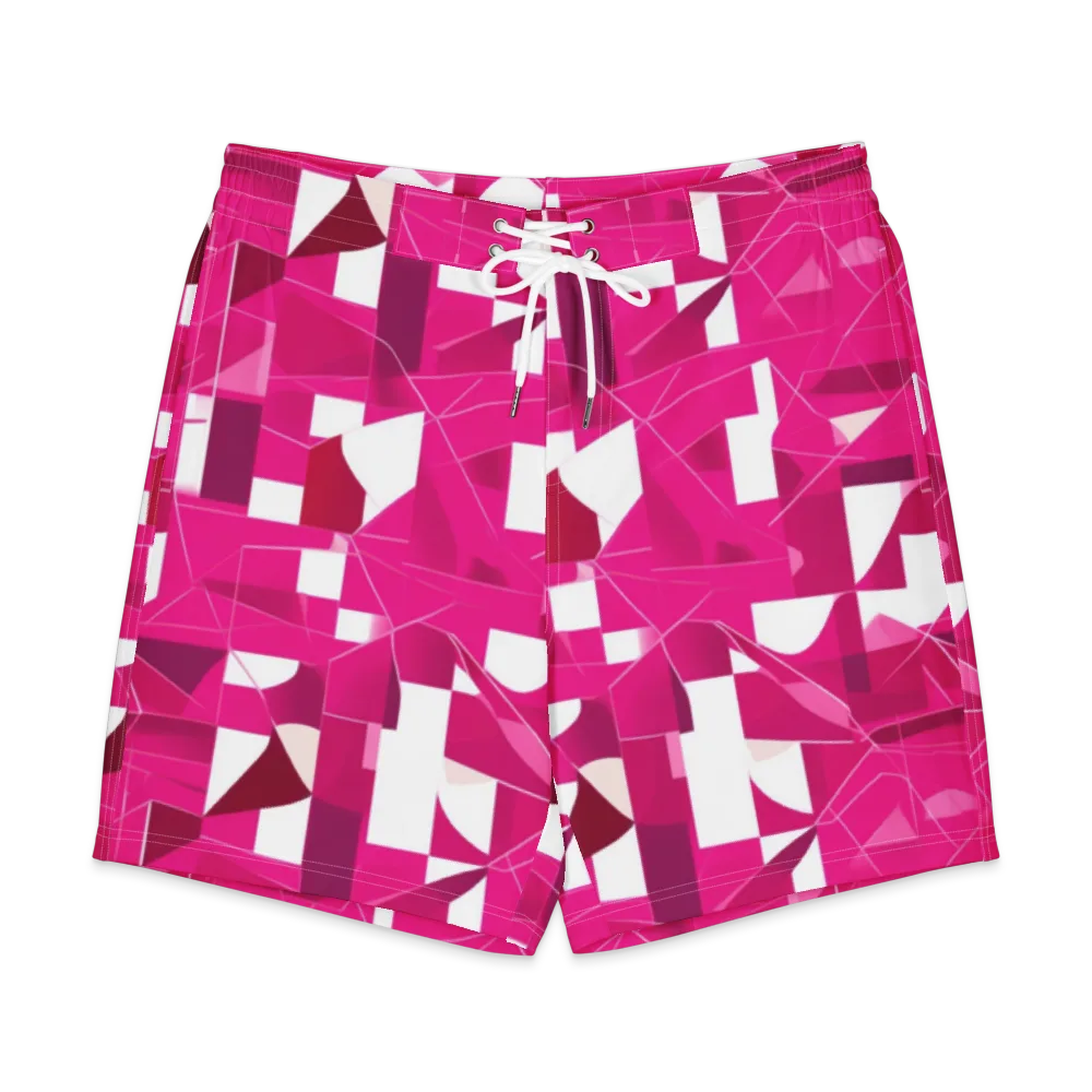 Fuchsia Blueprint on Men's Board Shorts — Front