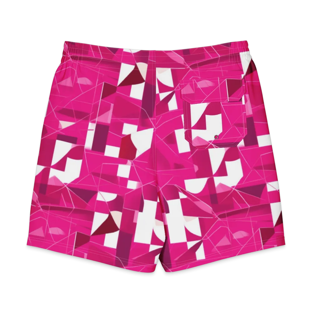 Fuchsia Blueprint on Men's Board Shorts — Back