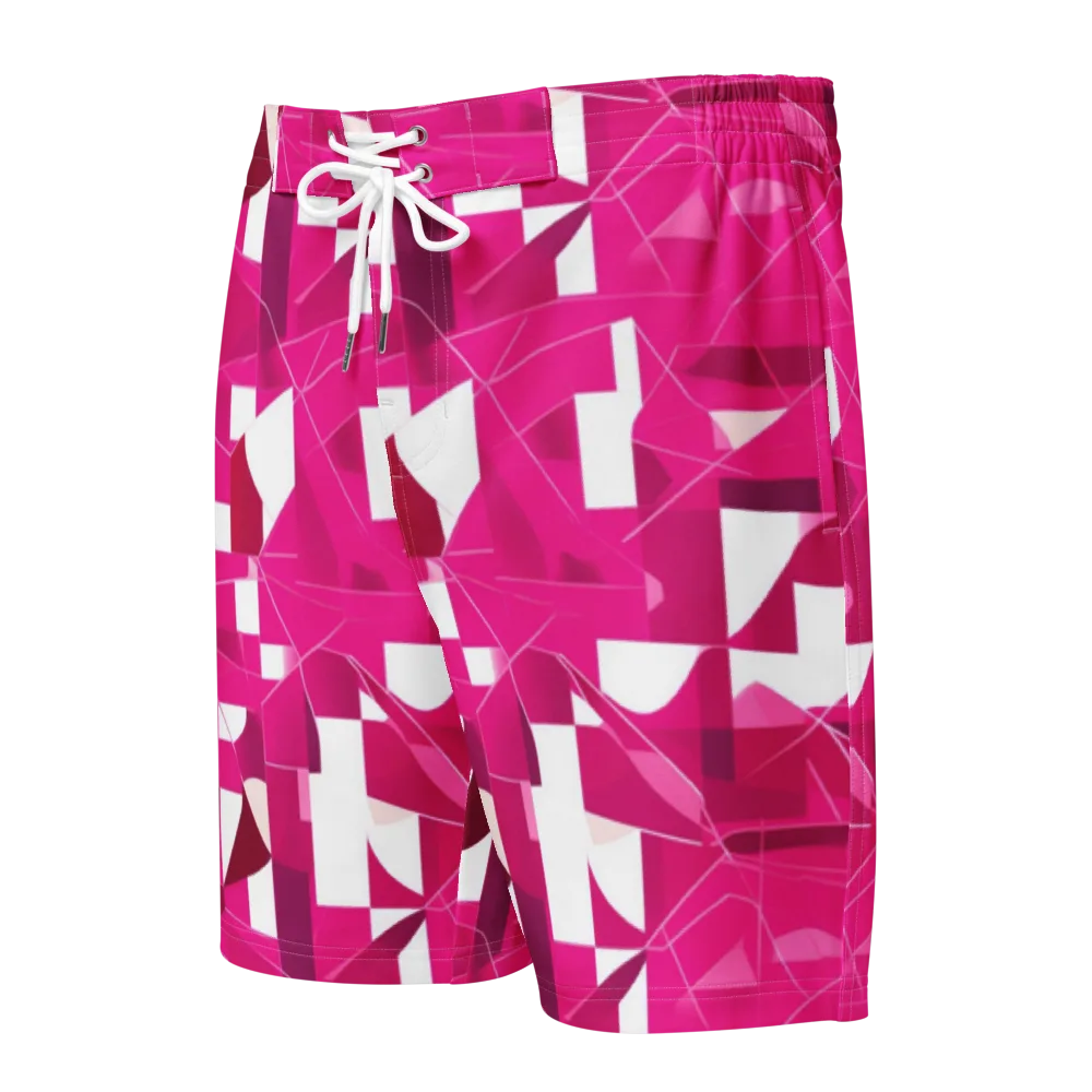 Fuchsia Blueprint on Men's Board Shorts — Front