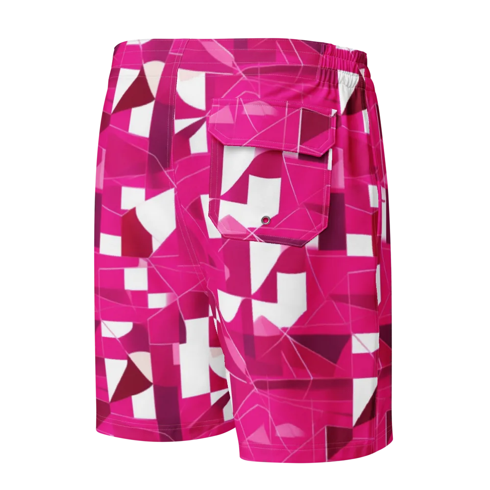 Fuchsia Blueprint on Men's Board Shorts — Back
