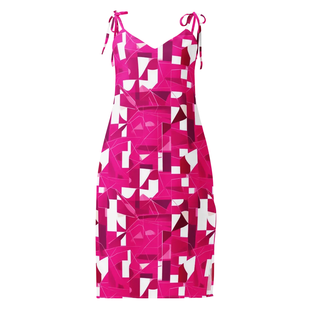 Fuchsia Blueprint on Slip Dress — Front