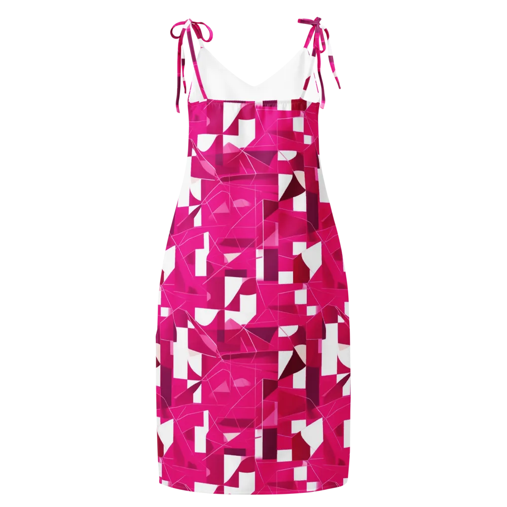 Fuchsia Blueprint on Slip Dress — Back