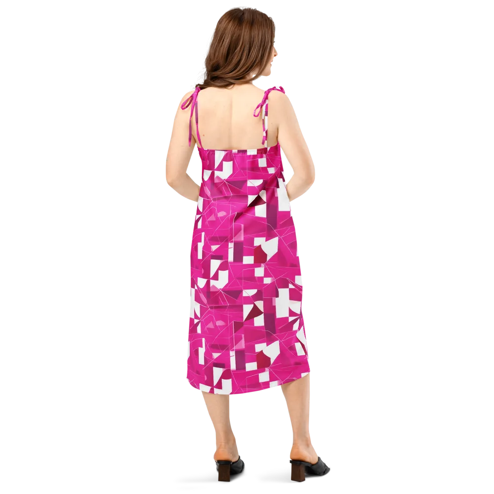 Fuchsia Blueprint on Slip Dress — Back
