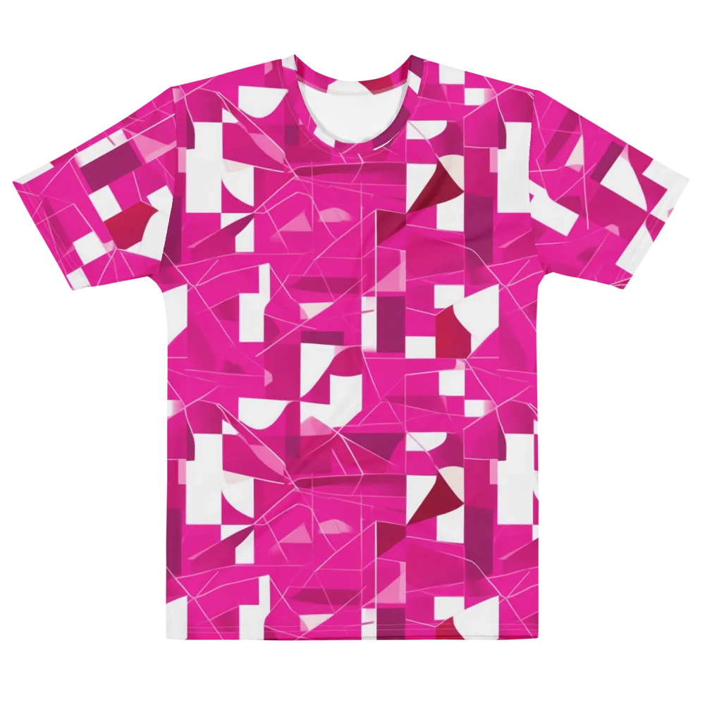 Fuchsia Blueprint on Men's Cotton Crew Neck T-Shirt — Front