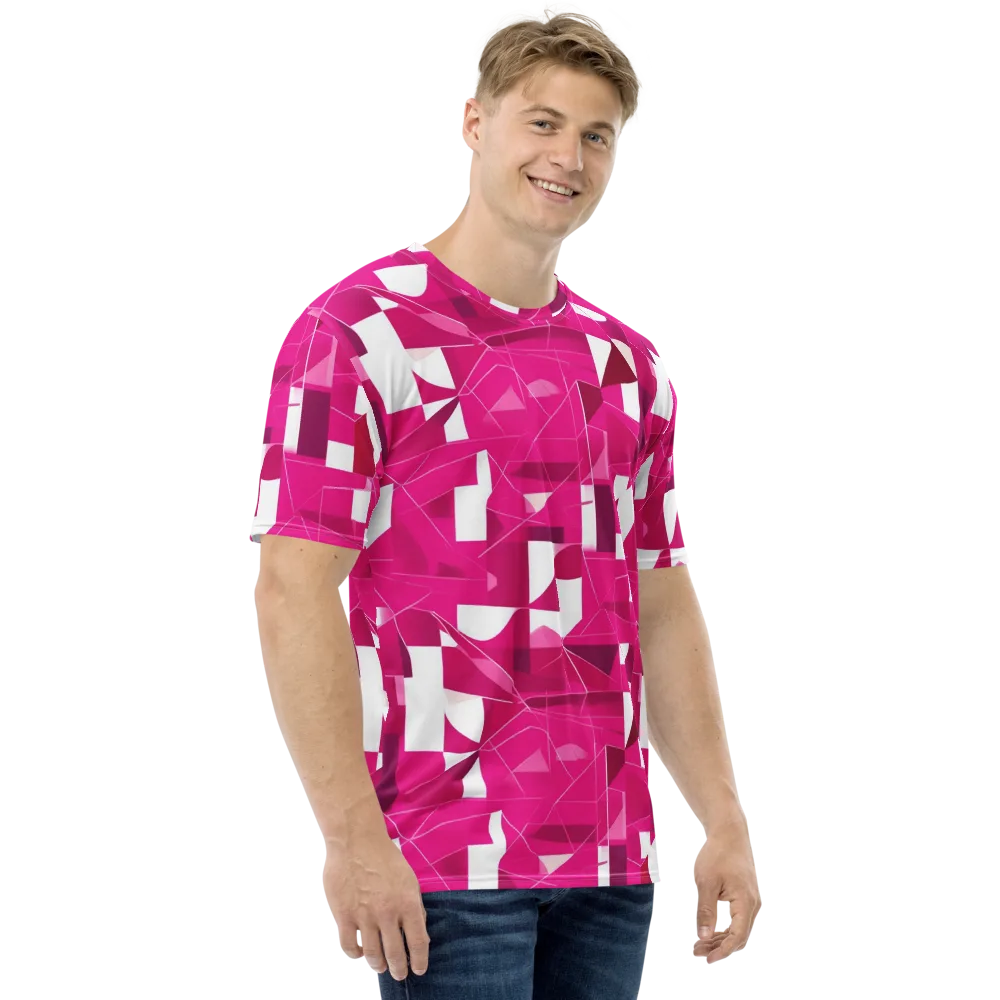 Fuchsia Blueprint on Men's Crew Neck T-Shirt — Right