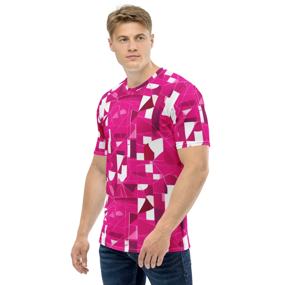 Fuchsia Blueprint on Men's Crew Neck T-Shirt — Left