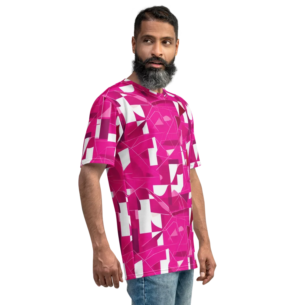 Fuchsia Blueprint on Men's Crew Neck T-Shirt — Right