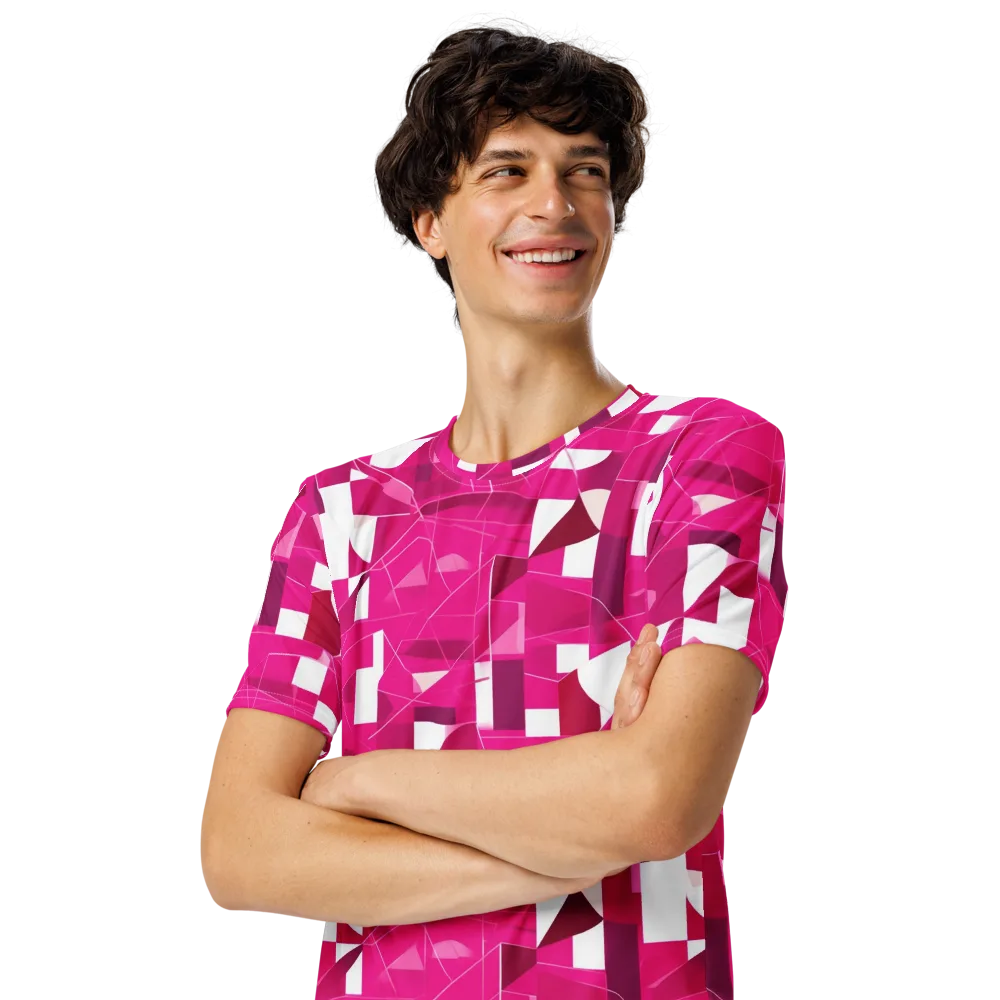 Fuchsia Blueprint on Men's Crew Neck T-Shirt — Left Front