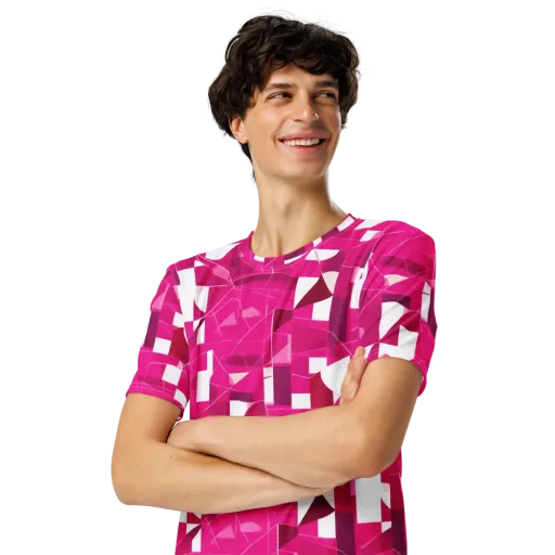 Fuchsia Blueprint on a Men's Crew Neck T-Shirt