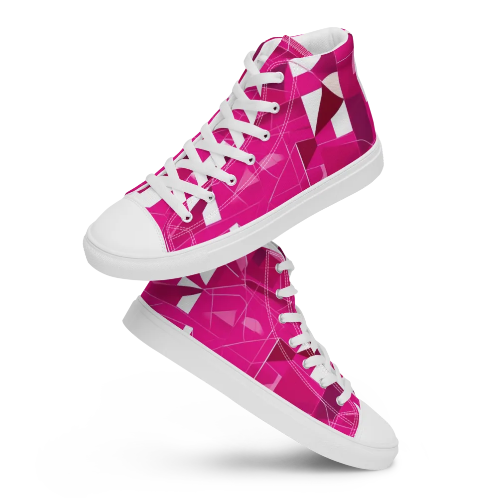 Fuchsia Blueprint on Men's High Top Canvas Shoes — Front