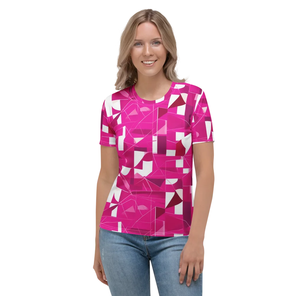 Fuchsia Blueprint on Women's Crew Neck T-Shirt — Front