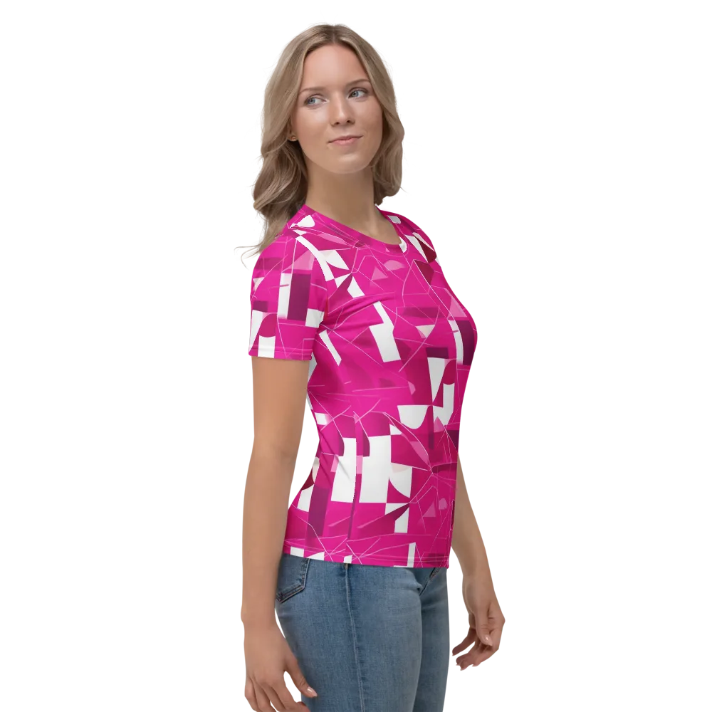 Fuchsia Blueprint on Women's Crew Neck T-Shirt — Right