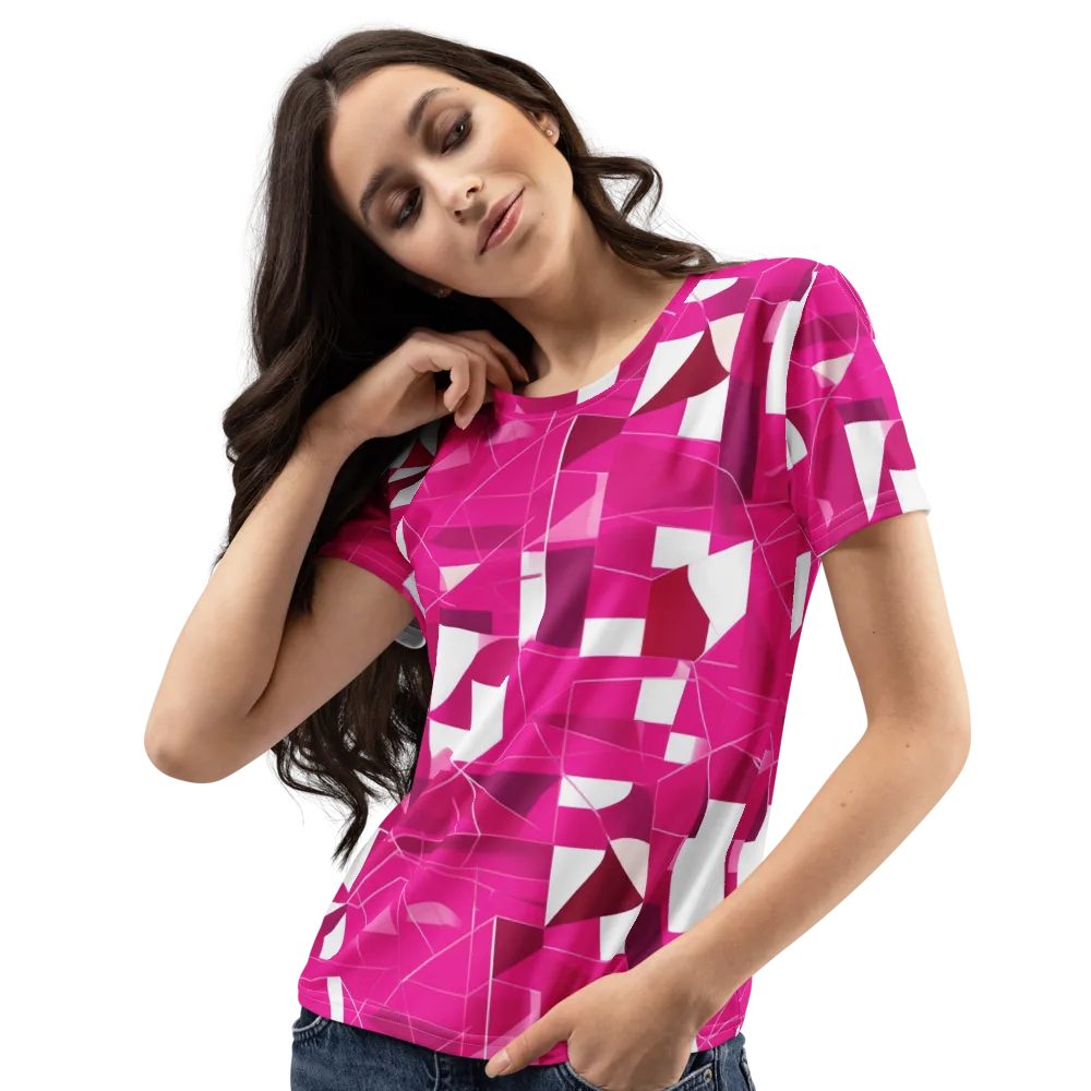 Fuchsia Blueprint on Women's Crew Neck T-Shirt — Left Front