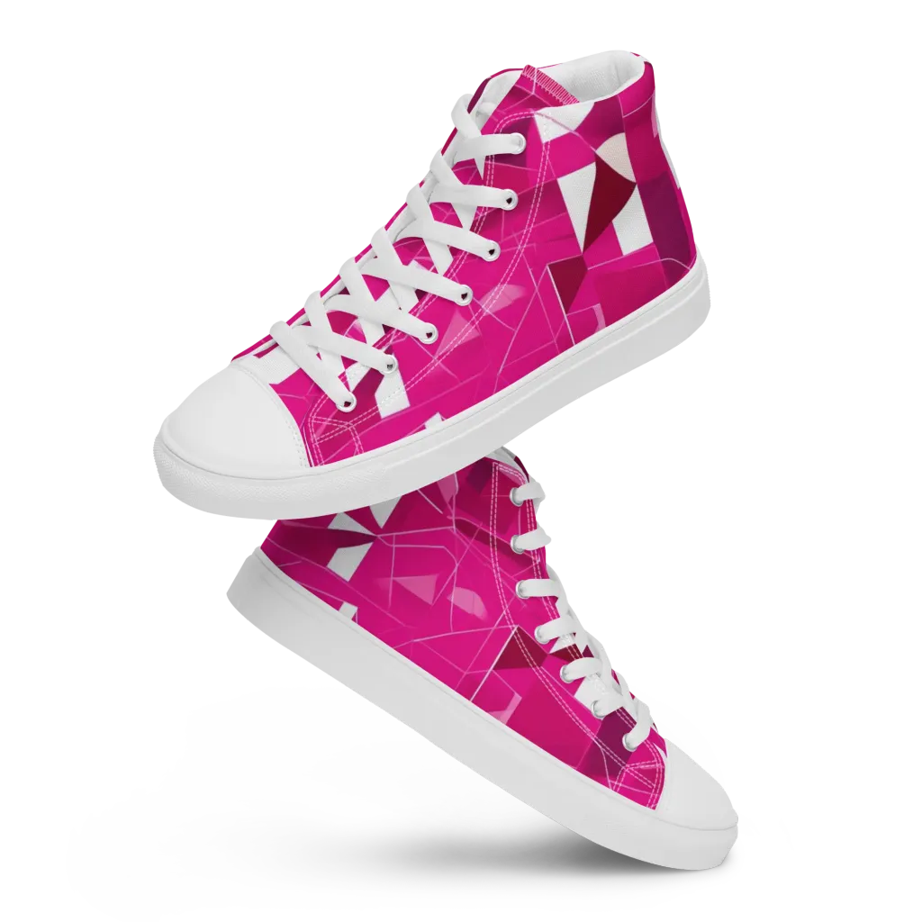 Fuchsia Blueprint on Women's High Top Canvas Shoes — Front