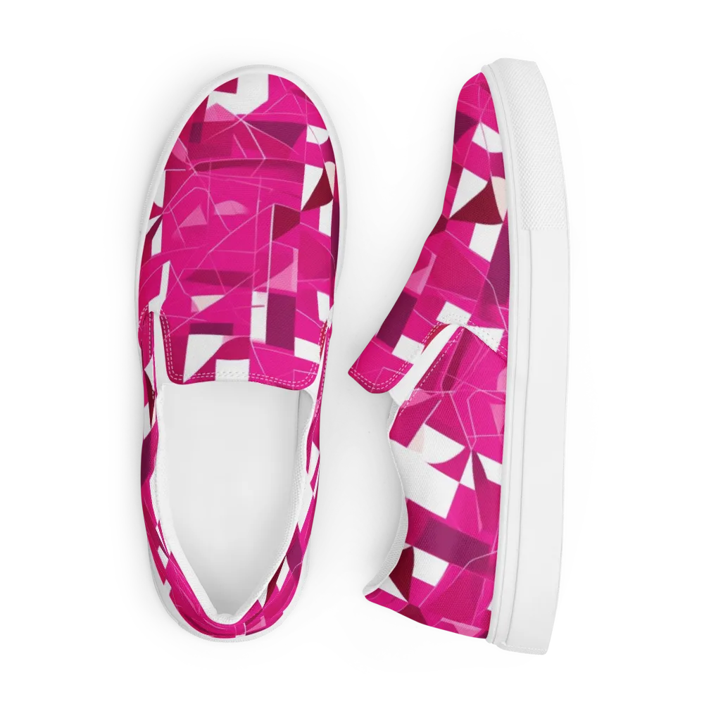 Fuchsia Blueprint on Men's Slip-On Canvas Shoes — Front