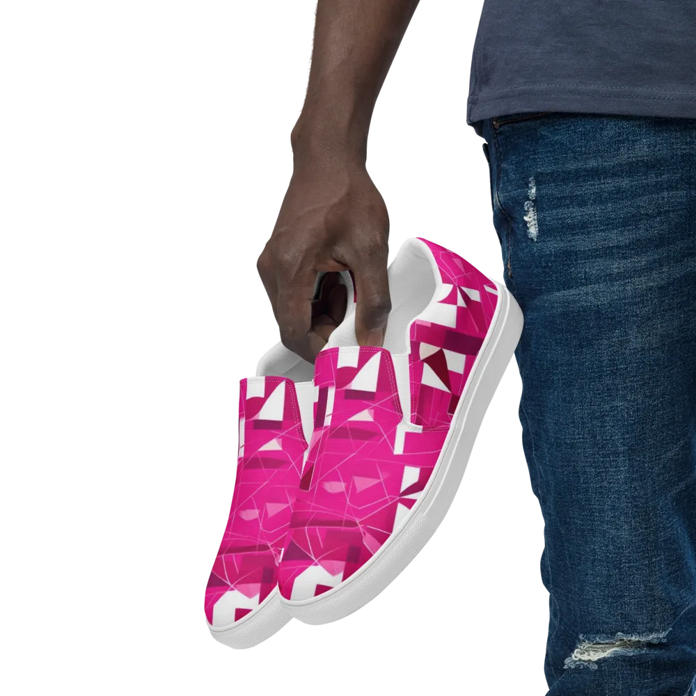Fuchsia Blueprint on Men's Slip-On Canvas Shoes — Left Front