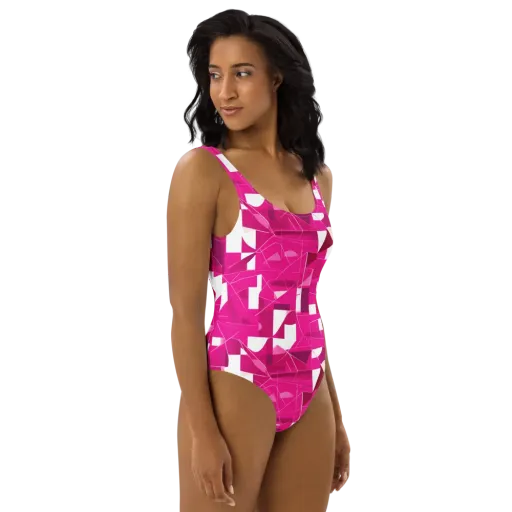 Fuchsia Blueprint on a One-Piece Swimsuit