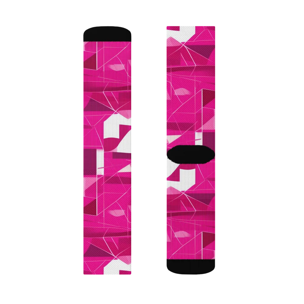Fuchsia Blueprint on Socks — Right Sock
