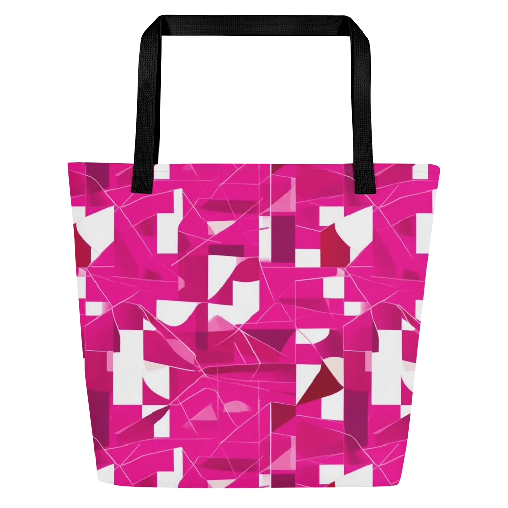 Fuchsia Blueprint on Large Tote Bag W/ Pocket — Front