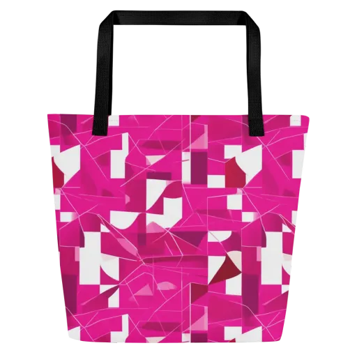 Fuchsia Blueprint on a Large Tote Bag W/ Pocket