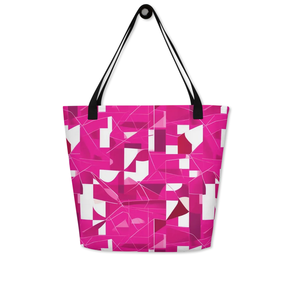 Fuchsia Blueprint on Large Tote Bag W/ Pocket — Front