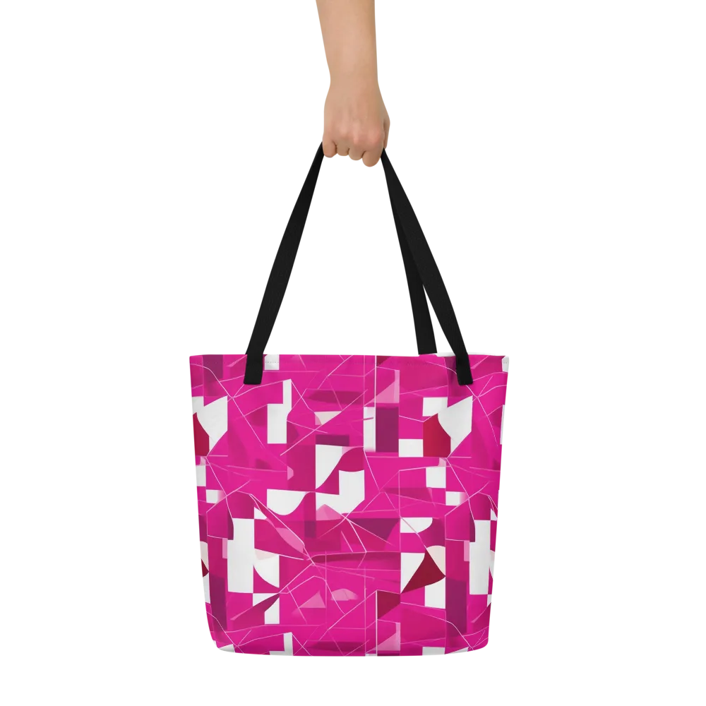 Fuchsia Blueprint on Large Tote Bag W/ Pocket — Front