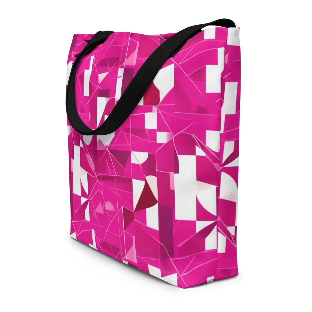 Fuchsia Blueprint on Large Tote Bag W/ Pocket — Front