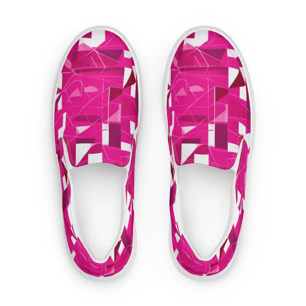 Fuchsia Blueprint on Women's Slip-On Canvas Shoes — Front