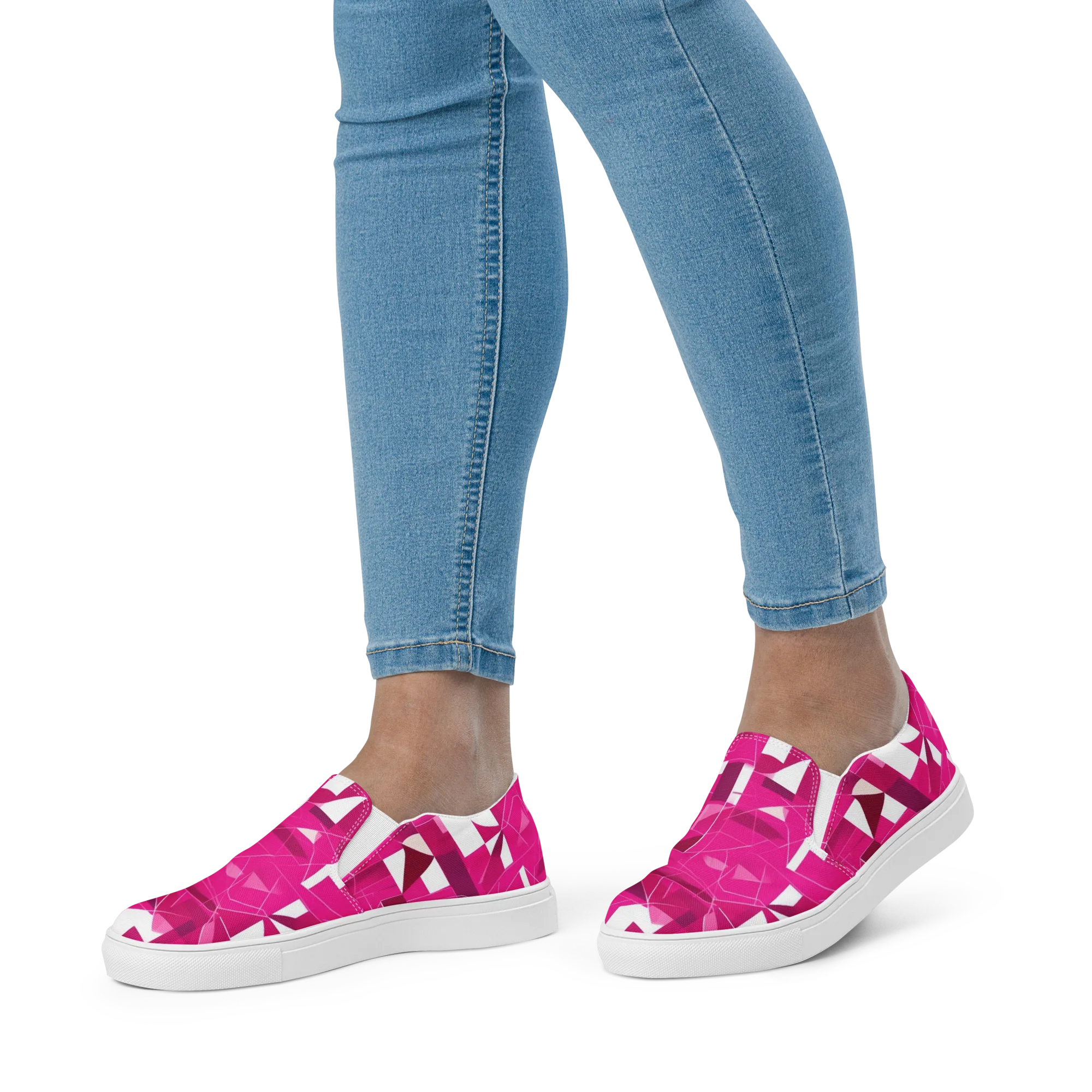 Fuchsia Blueprint on Women's Slip-On Canvas Shoes — Front