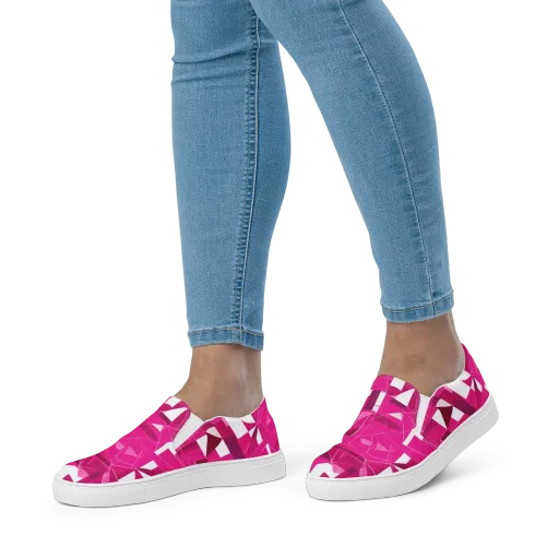 Fuchsia Blueprint on a Women's Slip-On Canvas Shoes