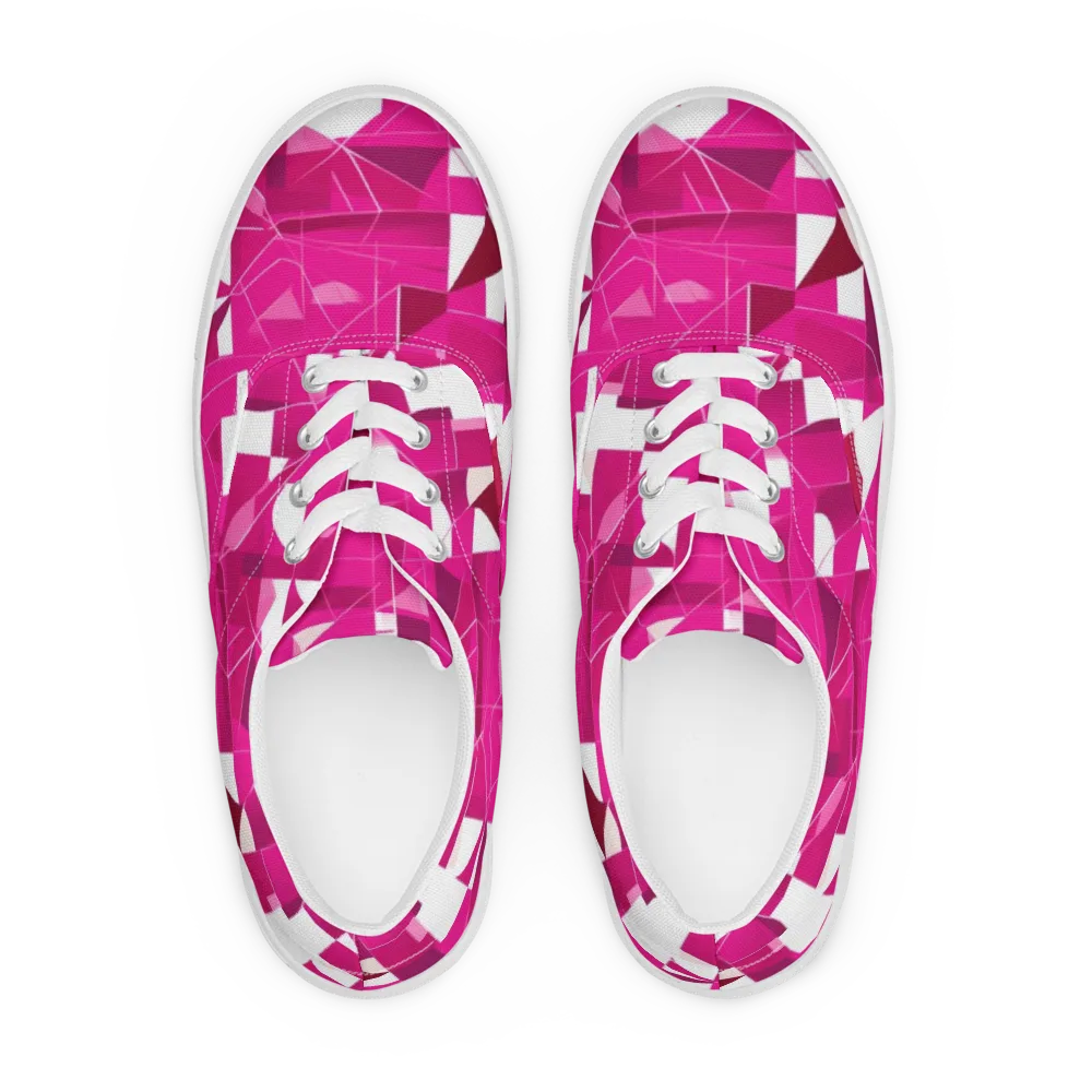 Fuchsia Blueprint on Men's Lace-Up Canvas Shoes — Front