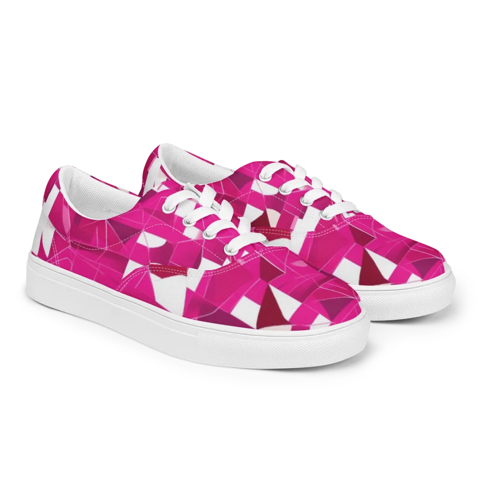 Fuchsia Blueprint on Men's Lace-Up Canvas Shoes — Right Front