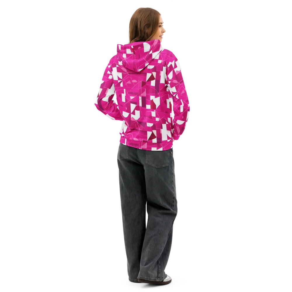 Fuchsia Blueprint on Cotton Hoodie — Back