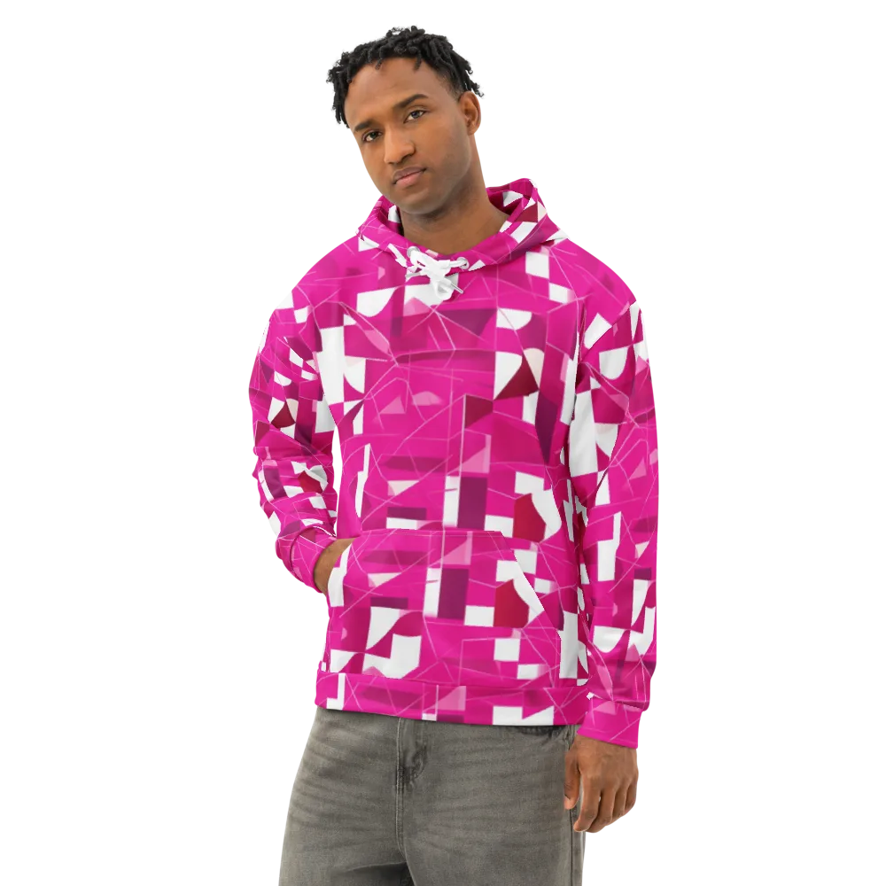 Fuchsia Blueprint on Cotton Hoodie — Left Front