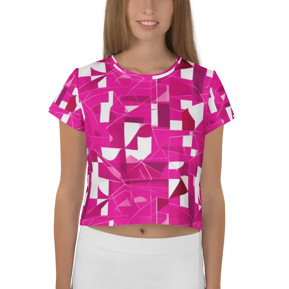 Fuchsia Blueprint on Crop Tee — Front