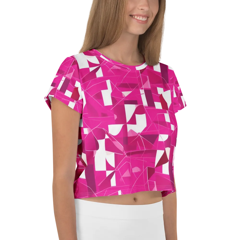 Fuchsia Blueprint on Crop Tee — Right