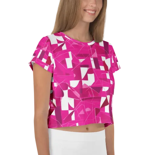 Fuchsia Blueprint on a Crop Tee